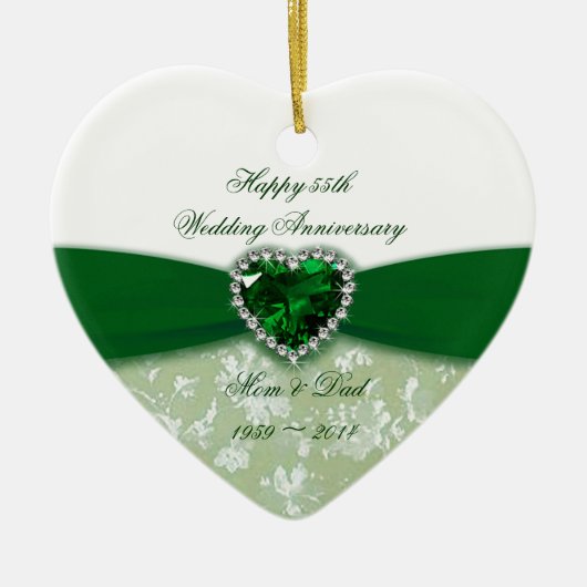 Damask 55th Wedding Jubileum Keramisch Ornament (Voorkant)