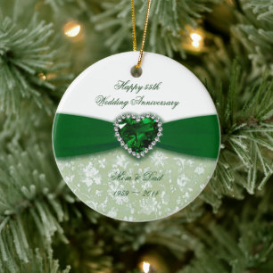 Damask 55th Wedding Jubileum Keramisch Ornament