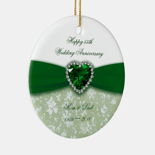 Damask 55th Wedding Jubileum Keramisch Ornament (Rechts)