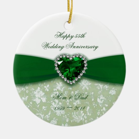 Damask 55th Wedding Jubileum Keramisch Ornament (Voorkant)
