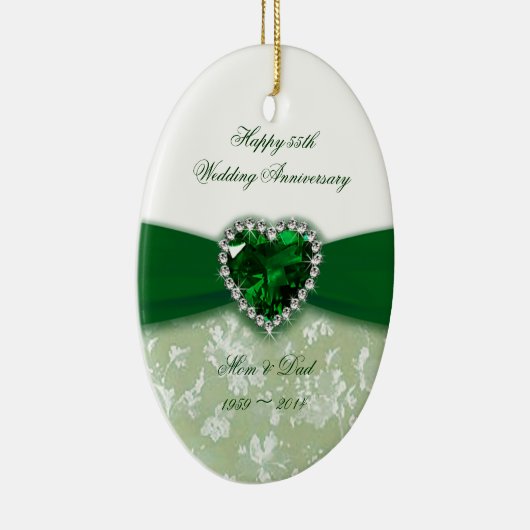 Damask 55th Wedding Jubileum Keramisch Ornament (Rechts)