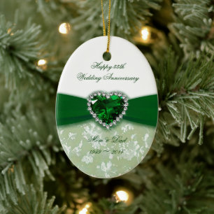 Damask 55th Wedding Jubileum Keramisch Ornament
