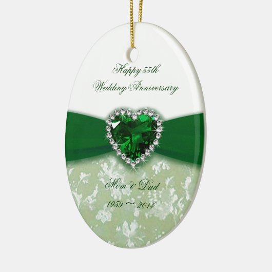 Damask 55th Wedding Jubileum Keramisch Ornament (Links)