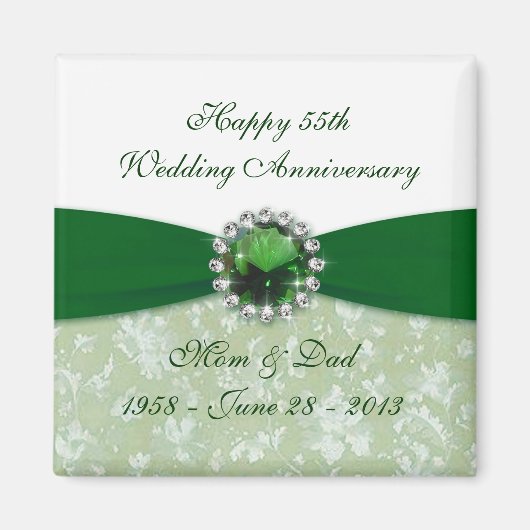 Damask 55th Wedding Jubileum Magnet (Voorkant)