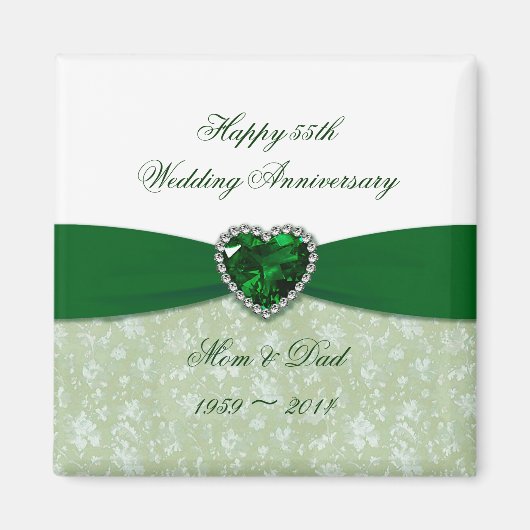 Damask 55th Wedding Jubileum Magnet (Voorkant)