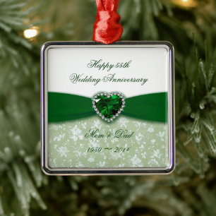 Damask 55th Wedding Jubileum Metalen Ornament