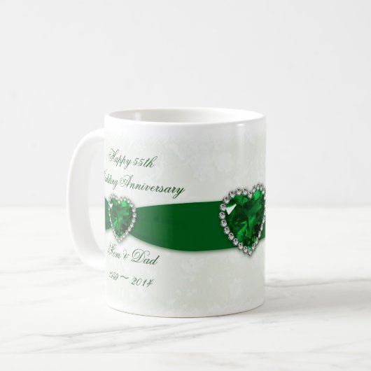 Damask 55th Wedding Jubileum Mok (Voorkant links)