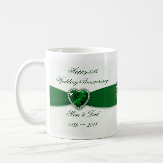 Damask 55th Wedding Jubileum Mok (Links)