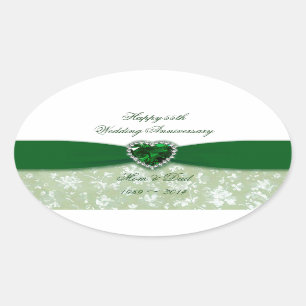 Damask 55th Wedding Jubileum Ovale Sticker