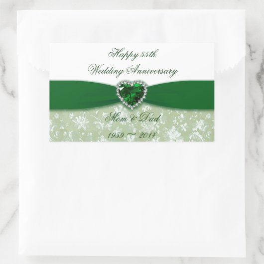 Damask 55th Wedding Jubileum Rechthoekige Sticker (Tas)