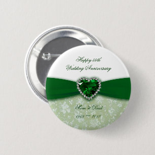 Damask 55th Wedding Jubileum Ronde Button 5,7 Cm