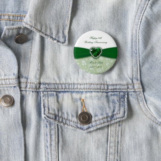 Damask 55th Wedding Jubileum Ronde Button 5,7 Cm (In situ)