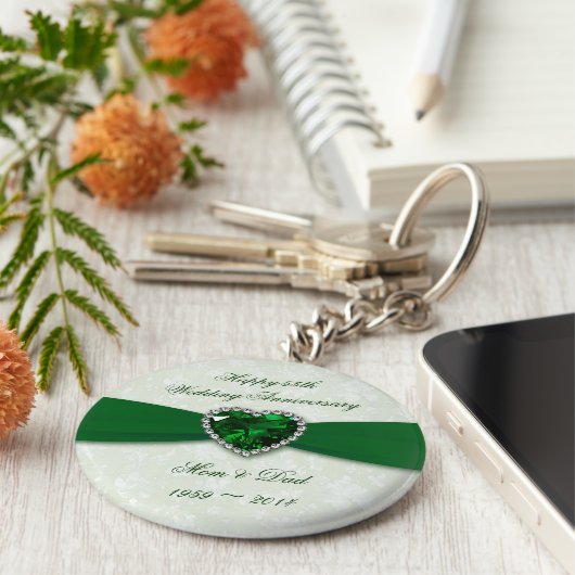 Damask 55th Wedding Jubileum Sleutelhanger (Zijkant)