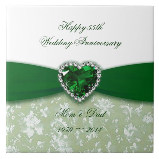 Damask 55th Wedding Jubileum Tegel Tegeltje (Voorkant)