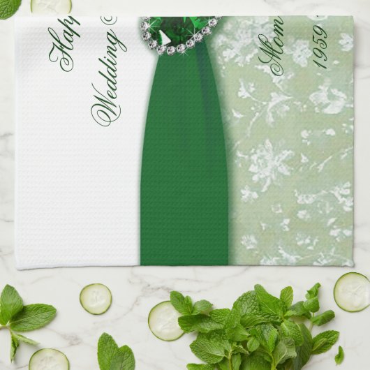 Damask 55th Wedding Jubileum Theedoek (Gevouwen)