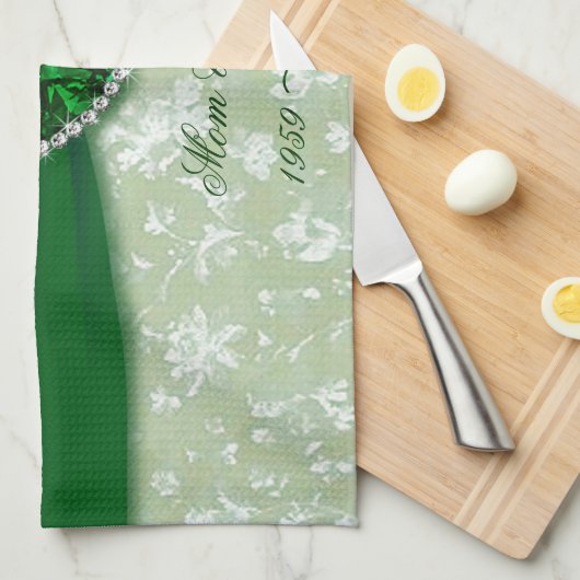 Damask 55th Wedding Jubileum Theedoek (Quarter Fold)