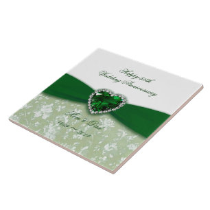 Damask 55th Wedding Jubileum Tile Tegeltje