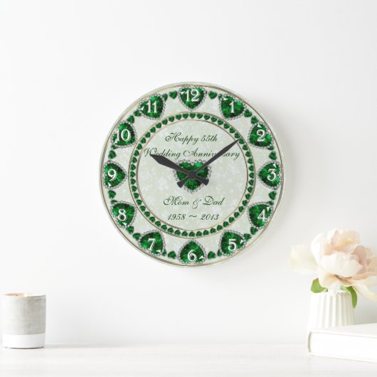 Damask 55th Wedding Jubileum Wall Clock Grote Klok (Huis)