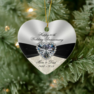 Damask 60th Wedding Jubileum Heart Ornament