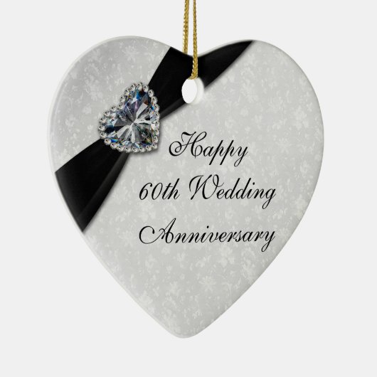 Damask 60th Wedding Jubileum Heart Ornament (Rechts)