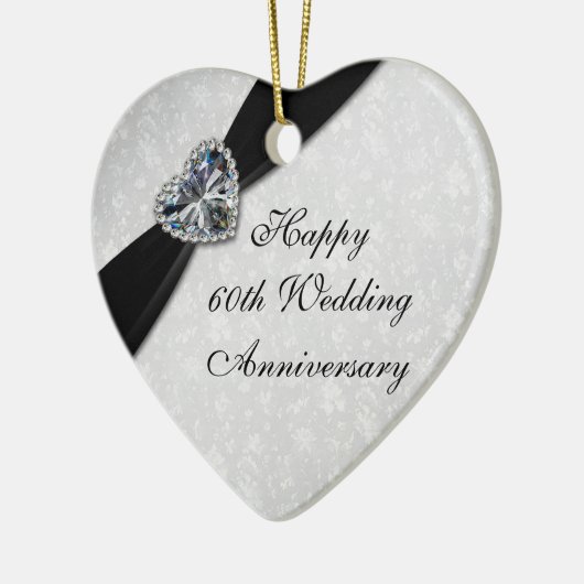 Damask 60th Wedding Jubileum Heart Ornament (Links)