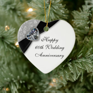 Damask 60th Wedding Jubileum Heart Ornament
