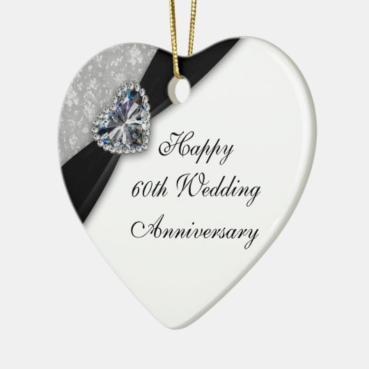 Damask 60th Wedding Jubileum Heart Ornament (Links)