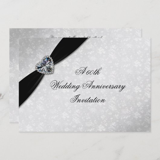 Damask 60th Wedding Jubileum Kaart (Voorkant / Achterkant)