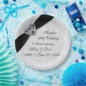 Damask 60th Wedding Jubileum Papieren Bordje (Feest)