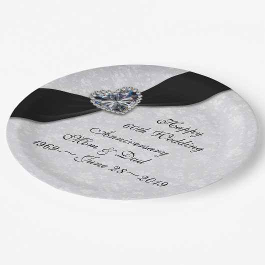 Damask 60th Wedding Jubileum Papieren Bordje (Gekanteld)