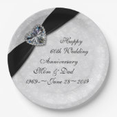 Damask 60th Wedding Jubileum Papieren Bordje (Voorkant)