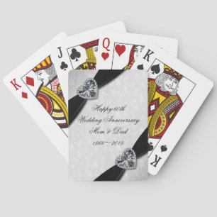 Damask 60th Wedding Jubileum Pokerkaarten