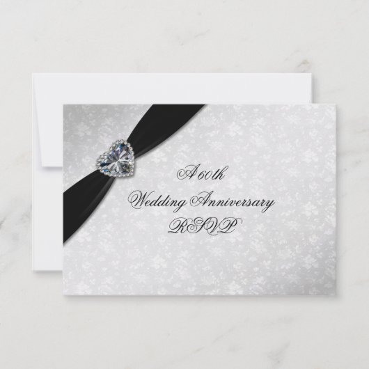 Damask 60th Wedding Jubileum RSVP Kaartje (Voorkant)
