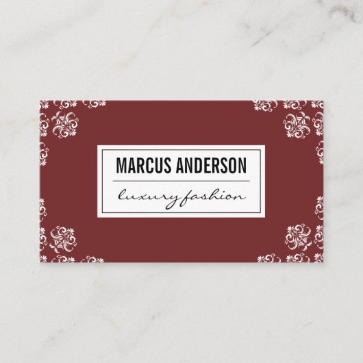 Damask Accent / Rood Visitekaartje (Voorkant)