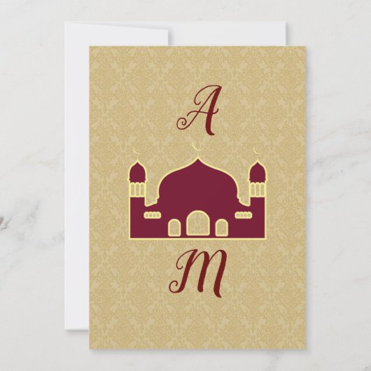 Damask-achtergrond op Arabisch huwelijk Kaart (Achterkant)