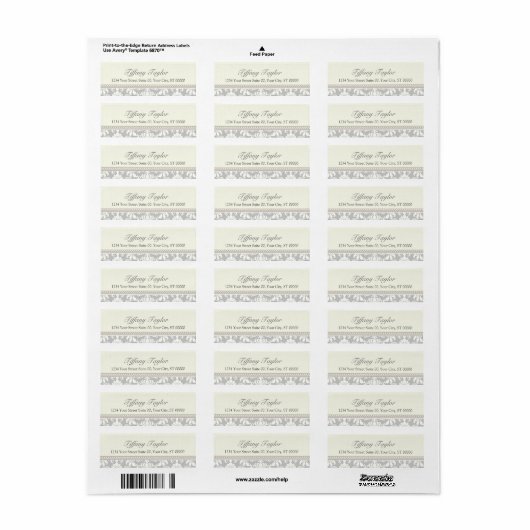 Damask Address Label 3/4 x 2 1/4 inch (Full Sheet)