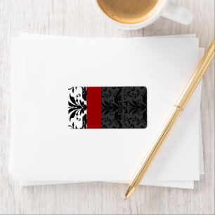 Damask Adres: Bourgogne & Black Bumble Bee Etiket