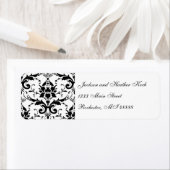 Damask adreslabels zwart wit bruiloft formeel etiket (Insitu)
