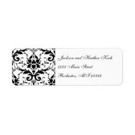 Damask adreslabels zwart wit bruiloft formeel etiket