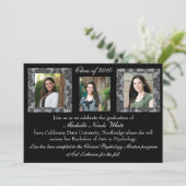 Damask Afstuderen Invitation Kaart (Staand voorkant)