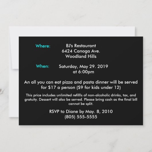 Damask Afstuderen Invitation Kaart (Achterkant)