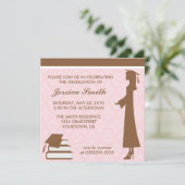 Damask Afstuderen Invitation Kaart (Staand voorkant)