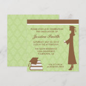 Damask Afstuderen Invitation Kaart (Voorkant / Achterkant)