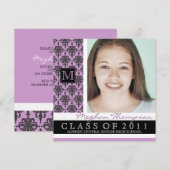  Damask Afstuderen koninklijk monogram Kaart (Voorkant / Achterkant)