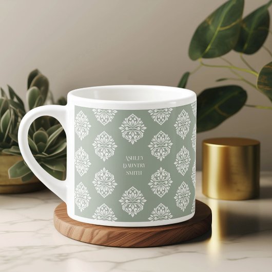 Damask Ambience Bleke Olijf Espresso Cup Kop