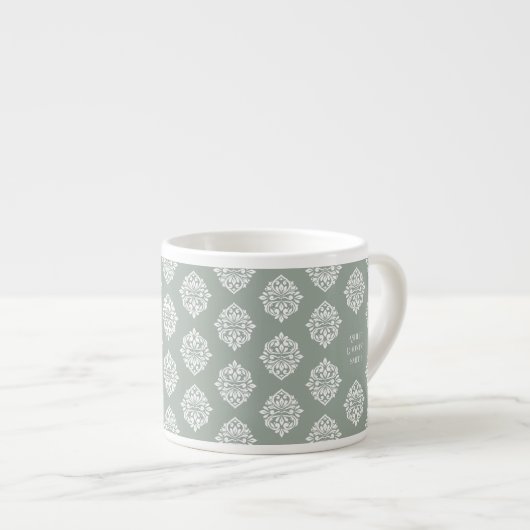 Damask Ambience Bleke Olijf Espresso Cup Kop (Voorkant rechts)