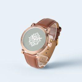 Damask Ambience Bleke Olijf Horloge