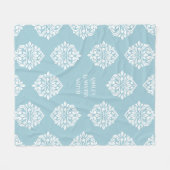 Damask Ambience Bord Cerulean Fleece Deken (Voorkant (Horizontaal))