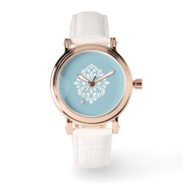 Damask Ambience Bord Cerulean Horloge