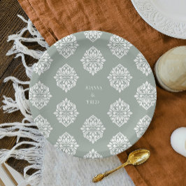 Damask Ambience Bord Olijf Elegante bruiloft Borde